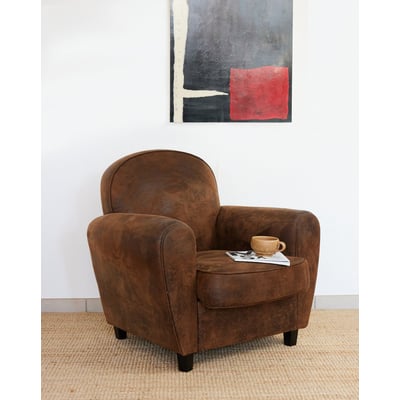 Fauteuil club en simili cuir Ernest N°1648 - Bon état DEBONGOUT