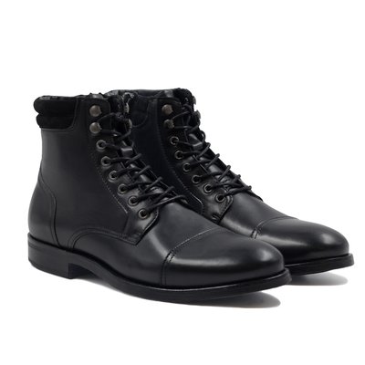 Ranger boots à col cuir lisse JULES & JENN