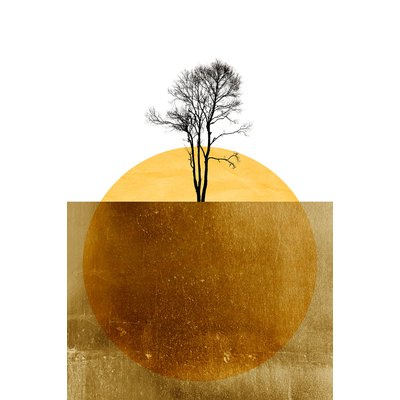 Tableau abstrait Golden ocean HEXOA