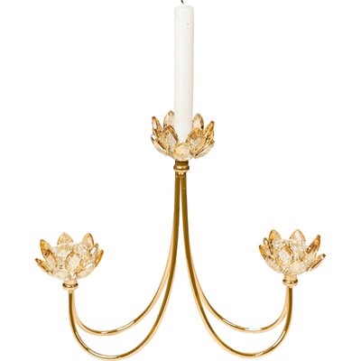 candelabre doré en métal et verre pour trois bougies élégant RECOLLECTION