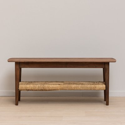 Banc Havana en acacia et jonc tressé Chehoma CHEHOMA