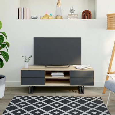 Meuble tv moderne en chêne blanc ZONZA PIER IMPORT