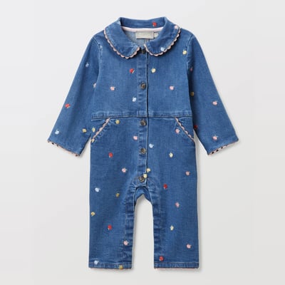 Combinaison en jean brodée BOUT'CHOU