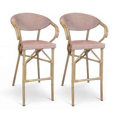 Lot de 2 fauteuils de bar extérieur effet rotin naturel, AMALFI NOW'S HOME
