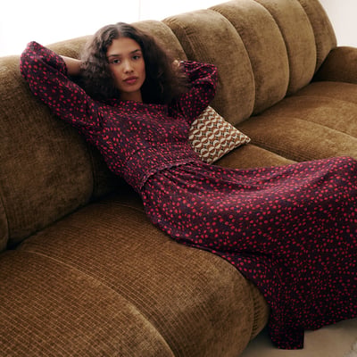 Robe longue, imprimé floral à taille smockée LA REDOUTE COLLECTIONS