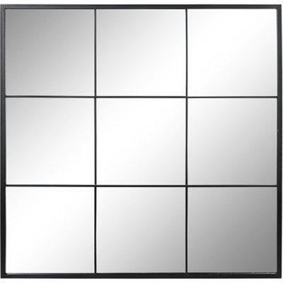 Miroir mural fenêtre métal noir 90x2x90cm WADIGA