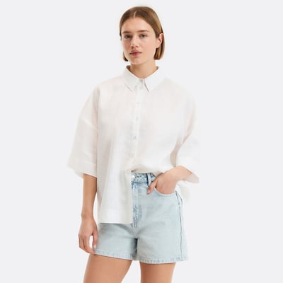 Signature oversized linen blouse Ambre with elbow-length sleeves LA REDOUTE COLLECTIONS