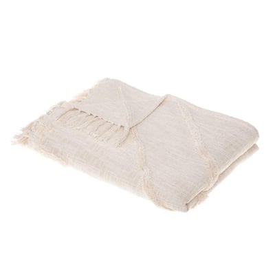 Plaid jeté de lit ou fauteuil en coton Tufté EDEN