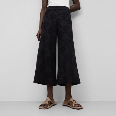 Pantalon droit brodé en lin mélangé ADOLFO DOMINGUEZ