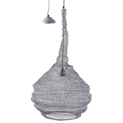 Lampe suspension métal gris blanchi filet de pêche Diamètre 47cm AUBRY GASPARD