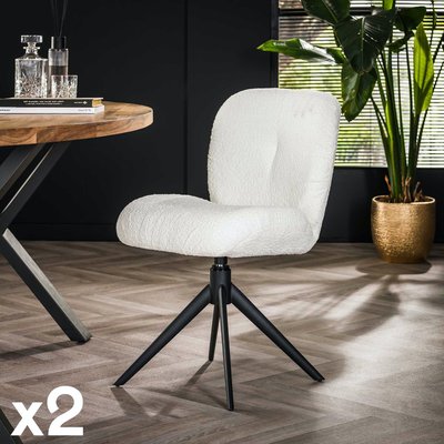 Chaise pivotante rembourrée en bouclette blanche (lot de 2) GALWAY PIER IMPORT
