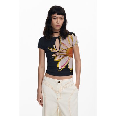 T-shirt à manches courtes avec ouverture florale DESIGUAL