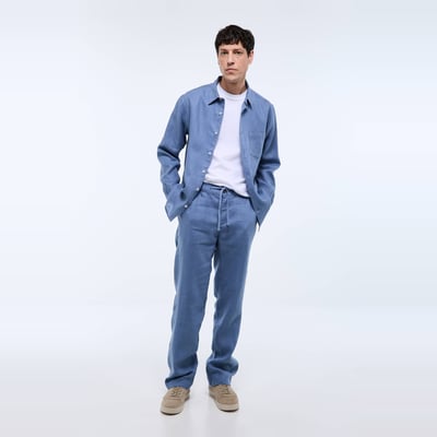 Pantalon élastiqué en lin MONOPRIX