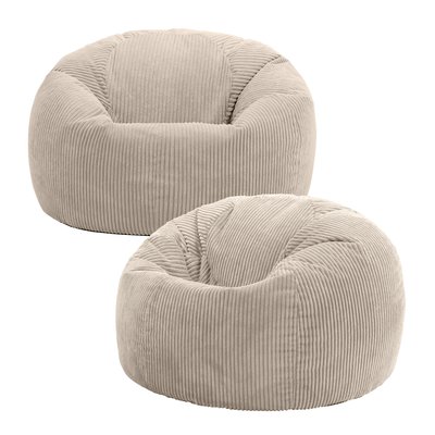 Lot de 2 poufs classiques velours côtelé Oeko-Tex® - KINGSTON ICON