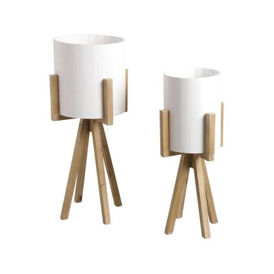 Cache-pots ronds sur pieds en bois (Lot de 2) AUBRY GASPARD