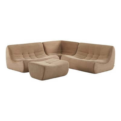 Canapé d'angle modulable 5 places avec repose pied velours côtelé SOKOL SWEEEK