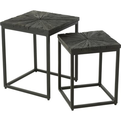 Table gigogne design bois et métal  pour salon moderne RECOLLECTION