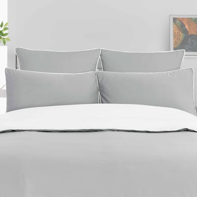Parure housse de couette percale de coton avec 2 taies 65x65 cm ROSE WOOD BICOLORE SENSEI MAISON