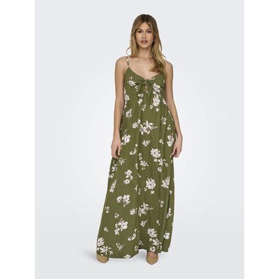 Robe longue, fines bretelles, imprimé fleuri JDY