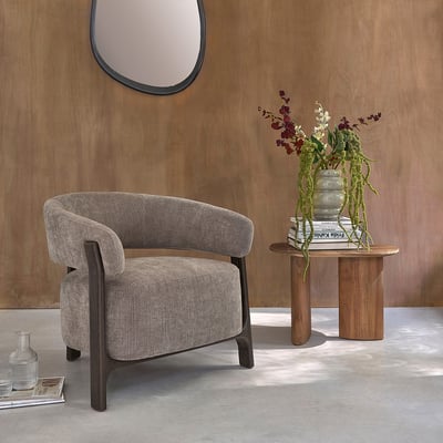 Fauteuil en bois et velours  HENRI BERAH GETAH
