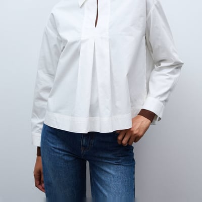 Blouse manches longues unie en coton BIO GOTS MONOPRIX
