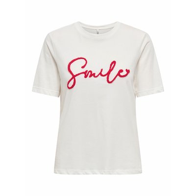 T-shirt às riscas com mensagem "amour" ONLY