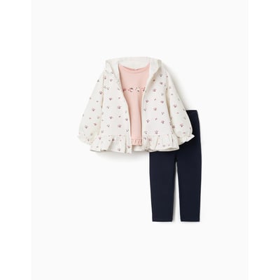 Ensemble de jogging 3 pièces en coton avec imprimé floral ZIPPY