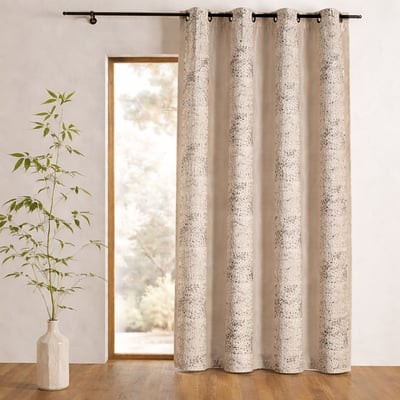Rideau shantung brodé bandes de motifs ethniques HOME MAISON