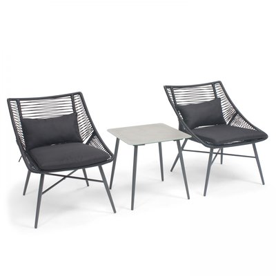 Salon de jardin en cordes avec 2 fauteuils et 1 table basse, COSTA RICA OVIALA