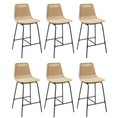 Lot de tabourets de bar et d'ilot en métal avec assise en rotin 65cm KUTA|Lot de 6 | Lot de 6 MOB IN