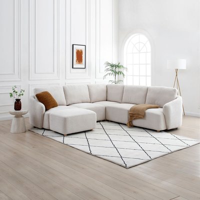 Corbin Boucle Large Corner Modular Sofa with Footstool SO'HOME