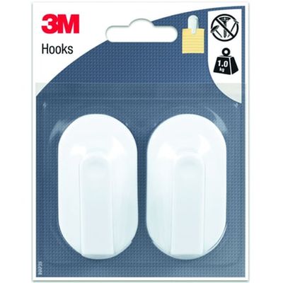 Crochet Pince Adhésif Hooks Blanc X 2 3M