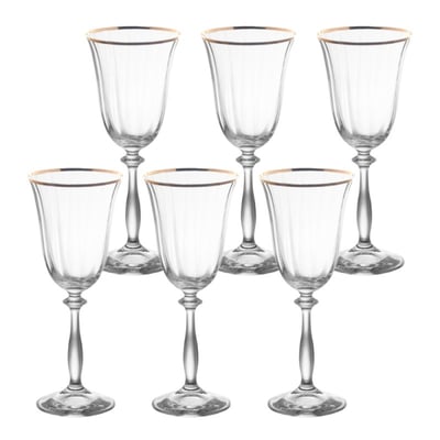 Boîte de 6 verres à pied Angela filet or 35 cl TABLE PASSION