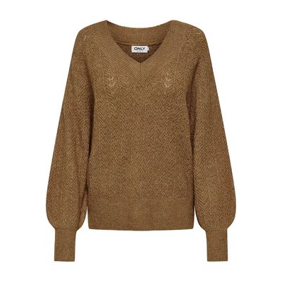 Pull maille brillante, col V ONLY