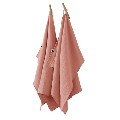 Lot de 2 essuie-mains Gaze de coton 50 x 70 cm lie de vin EDEN