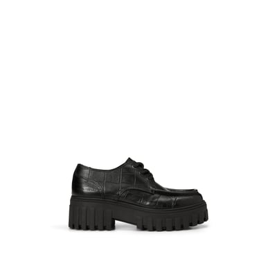 Chaussures à lacets à plateforme, modèle Vala en cuir de vachette aspect croco MARC O'POLO