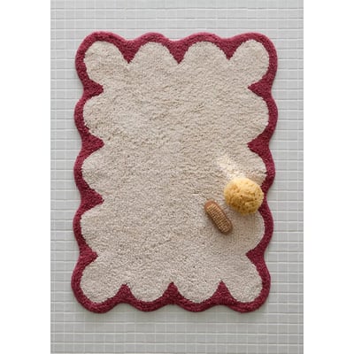 Tapis de salle de bain en coton à bord ondulé contrasté MANGO HOME