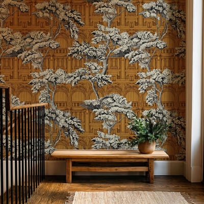 Papier peint forêt et architecture - 340x260 cm (l x h) LA TOUCHE ORIGINALE