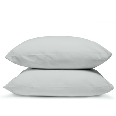 Lot de 2 Taies d'oreiller unie PERCALE DE COTON BLEU CALIN
