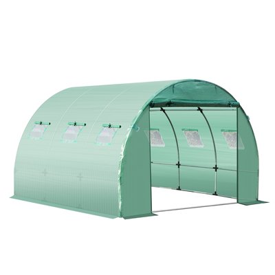 Bâche de rechange serre tunnel 3L x 3l x 2H m PE fenêtres + porte vert OUTSUNNY