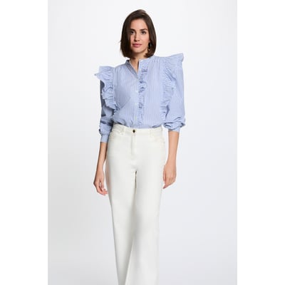 Chemise rayée col mao MORGAN