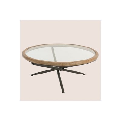 Table basse ronde plateau verre et bois D100 - LYRE HELLIN, DEPUIS 1862