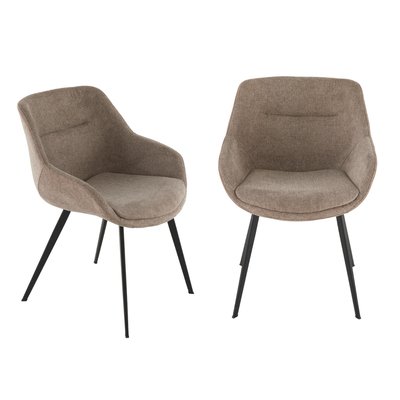 Lot de 2 fauteuils bridge en tissu taupe L64 cm - COLOMBE SIGNATURE