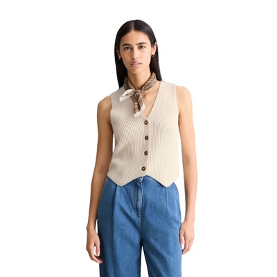 Gilet tricoté DfC regular en pur fil de coton organique MARC O’POLO DENIM