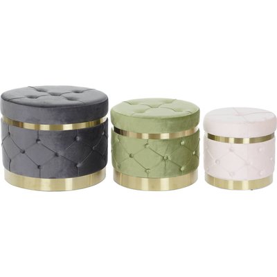 Poufs en velours, élégance moderne (lot de 3) RECOLLECTION