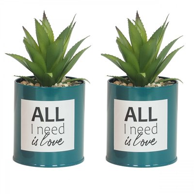 Succulente artificielle en pot 17cm lot de 2 LIGNE DECO
