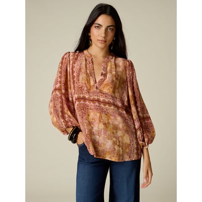 Blouse à motifs avec manches ballon OLTRE