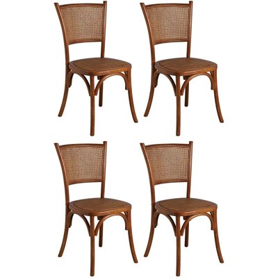 Chaise en hêtre et rotin, dossier en cannage Lot de 4 AUBRY GASPARD