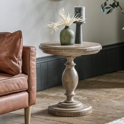 Vinton American Pine Pedestal Side Table SO'HOME
