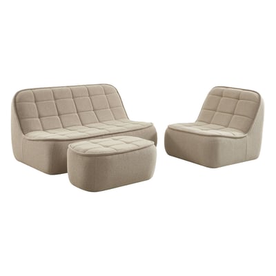 Canapé compressé modulable bouclette texturée 3 places avec repose pied BONI SWEEEK